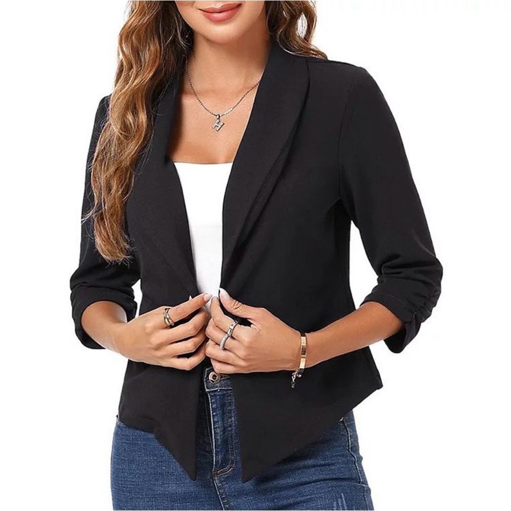 New Blazer Jacket Short with Ruched Sleeves